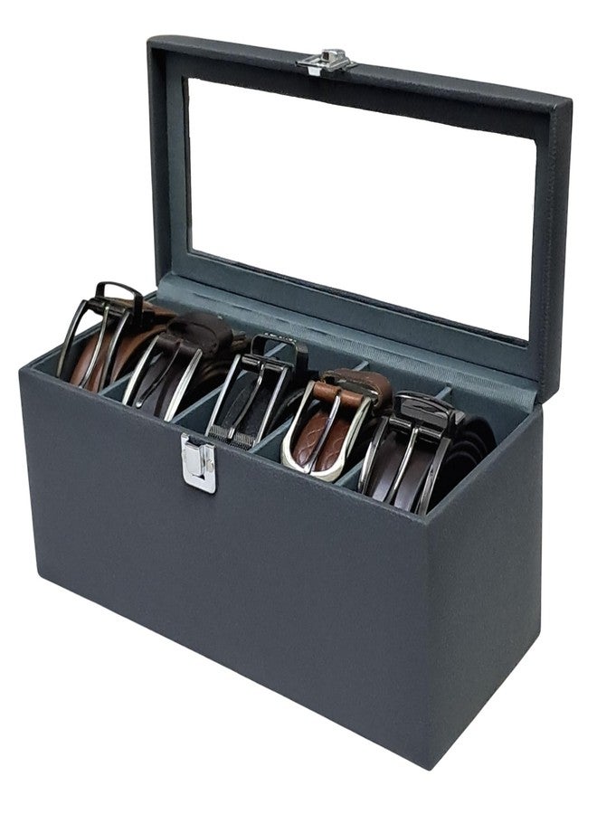 essart Luxury Belt Box Organizer for Belts, Faux Leather Belt Storage Case with 5 Slots, Stylish & Durable Belt Display Box for Home, Closet, and Travel - 5 Slots, Grey - Image 4